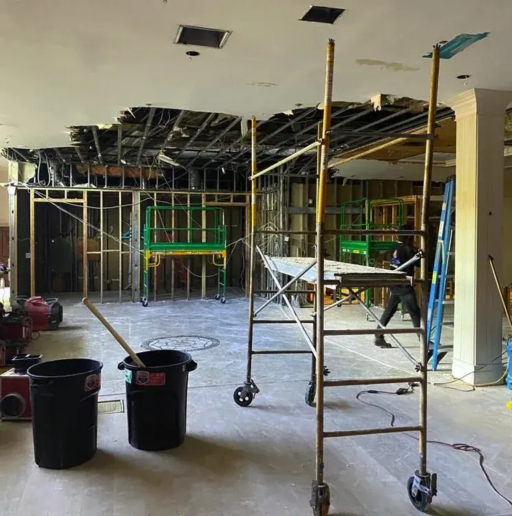 Interior gutted and dried after a water loss near Hawaiian Gardens