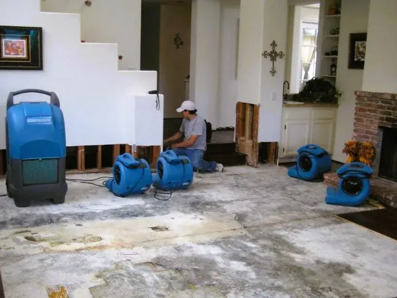 Dehumidifier running during structural drying in Hawaiian Gardens